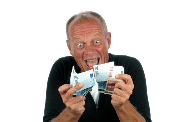 Man totally excited after winning the lotery